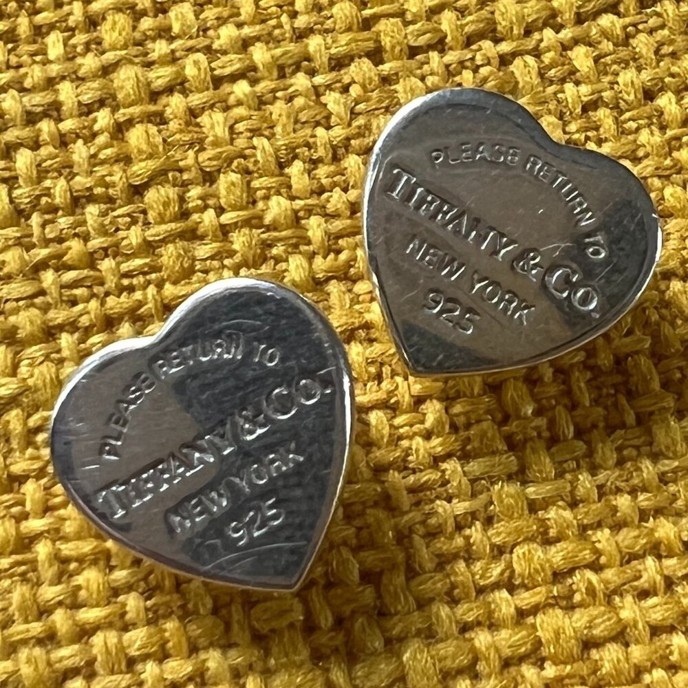 Tiffany and Co Heart Tag Stud in Sterling Silver Earrings